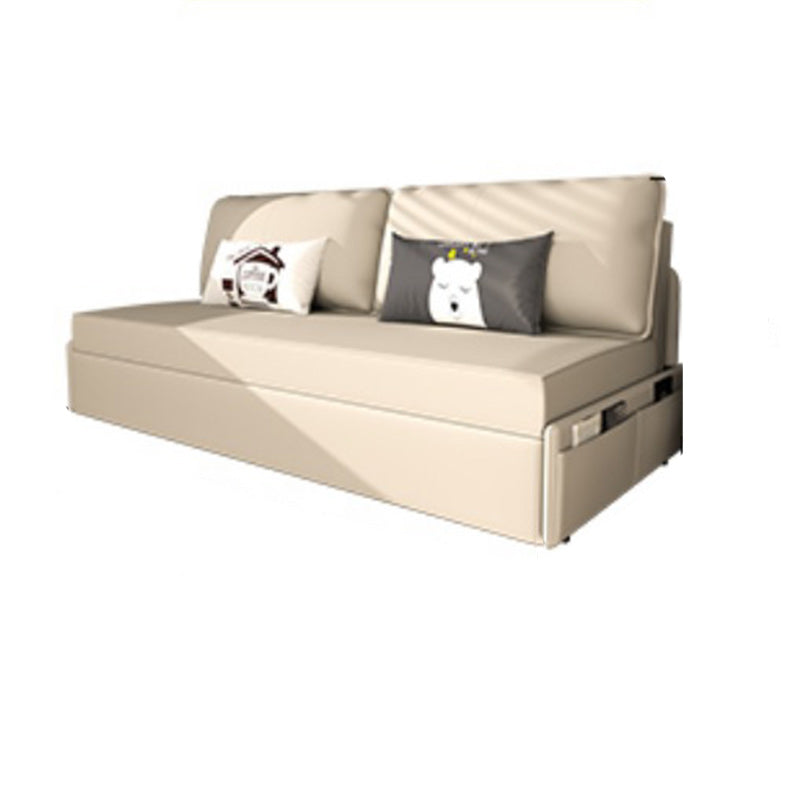 Pillow Back White Sleeper Sofa Bonded Leather Scandinavian Futon Sofa Bed