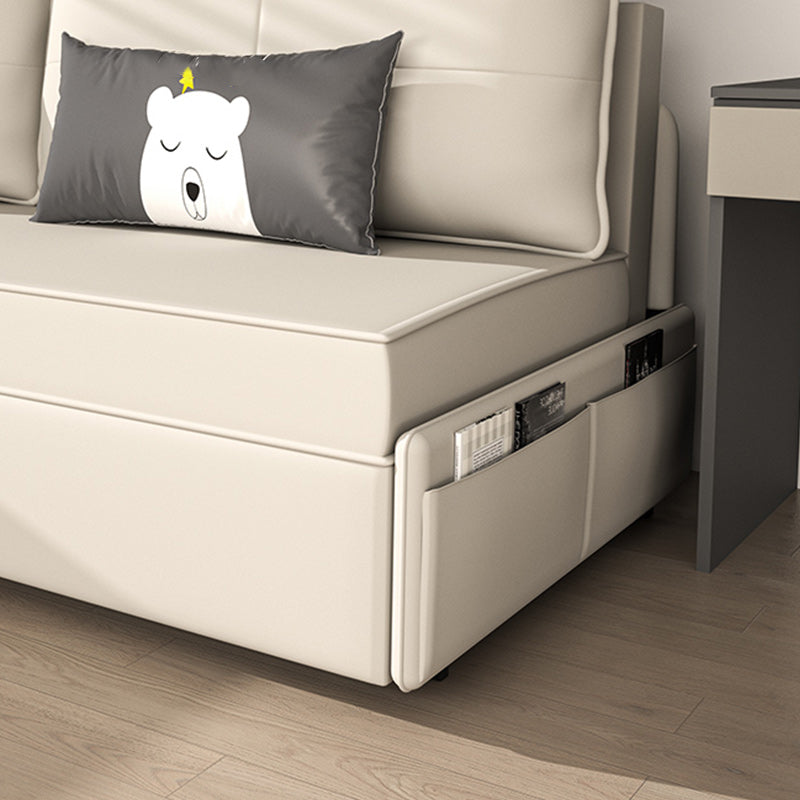Pillow Back White Sleeper Sofa Bonded Leather Scandinavian Futon Sofa Bed