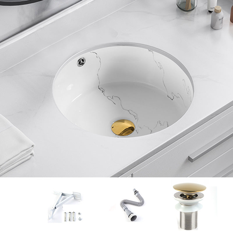 Modern Undermount Vanity Sink Rectangular Porcelain with Overflow Basin Sink