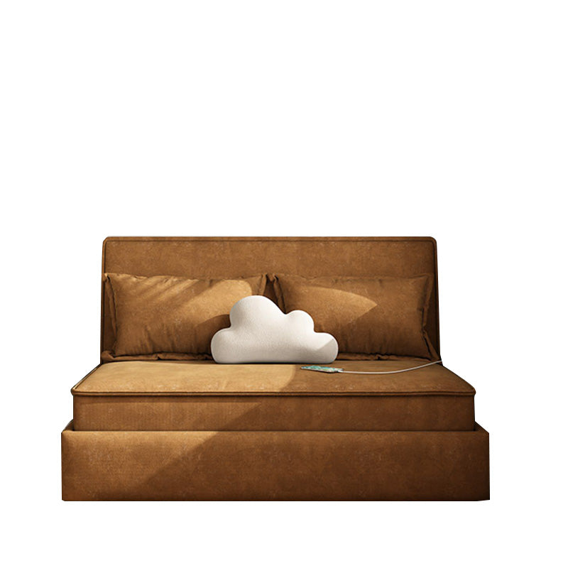 Scandinavian Sofa Bed Storage Sleeper Sofa in Orange Upholstery