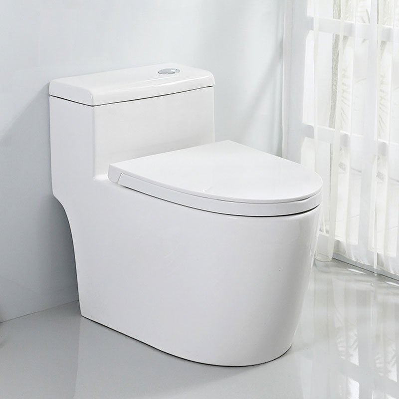 Contemporary Floor Mount Flush Toilet White Toilet Bowl for Washroom