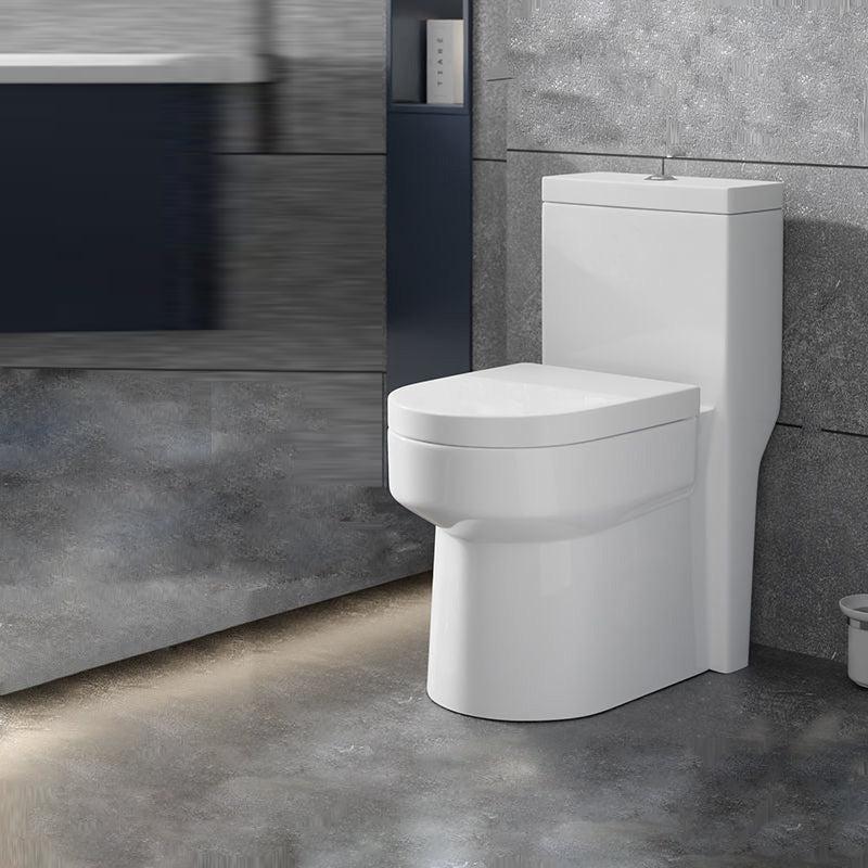 Contemporary Floor Mount Flush Toilet White Toilet Bowl for Washroom