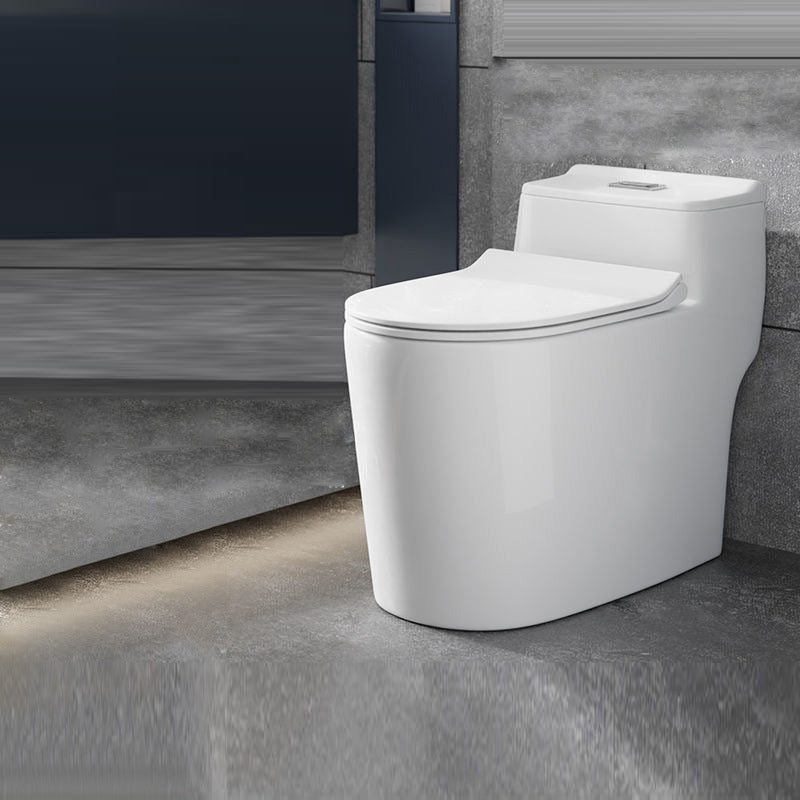 Contemporary Floor Mount Flush Toilet White Toilet Bowl for Washroom