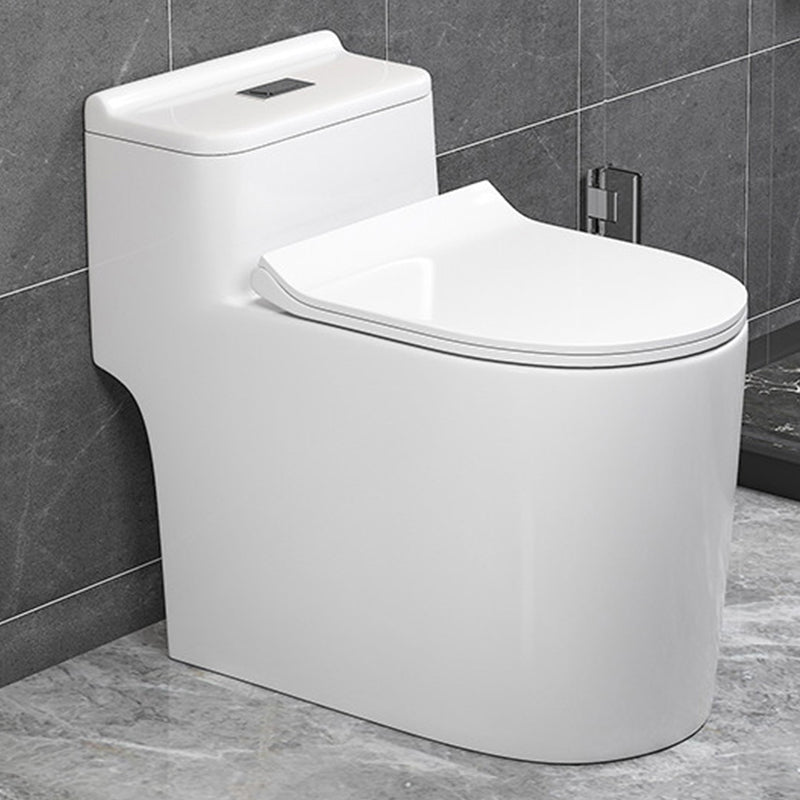 Contemporary Floor Mount Flush Toilet White Toilet Bowl for Washroom