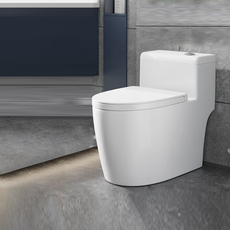 Contemporary Floor Mount Flush Toilet White Toilet Bowl for Washroom