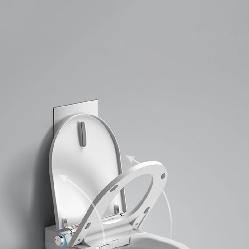White Smart Toilet Antimicrobial Foot Sensor Elongated Wall Hung Toilet Set