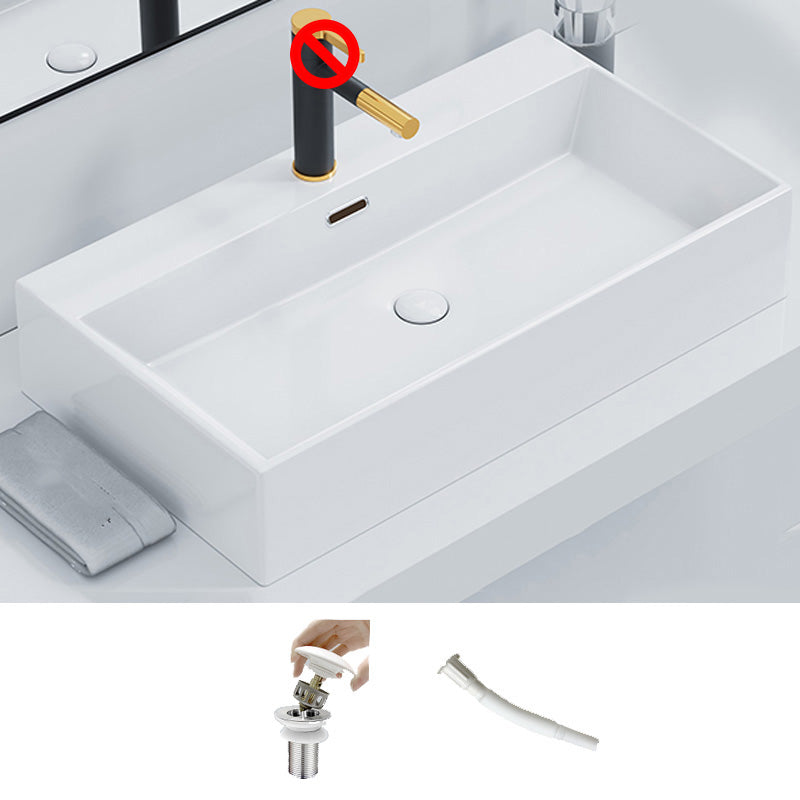 Rectangular Bathroom Sink Ceramic Modern Vessel Bathroom Sink with Faucet
