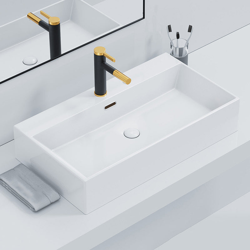 Rectangular Bathroom Sink Ceramic Modern Vessel Bathroom Sink with Faucet