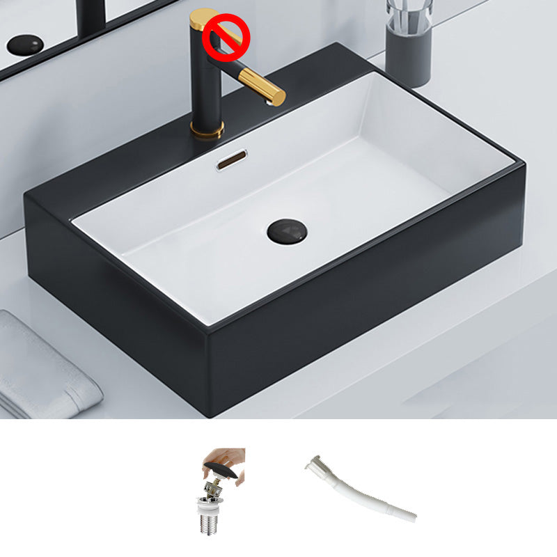 Rectangular Bathroom Sink Ceramic Modern Vessel Bathroom Sink with Faucet