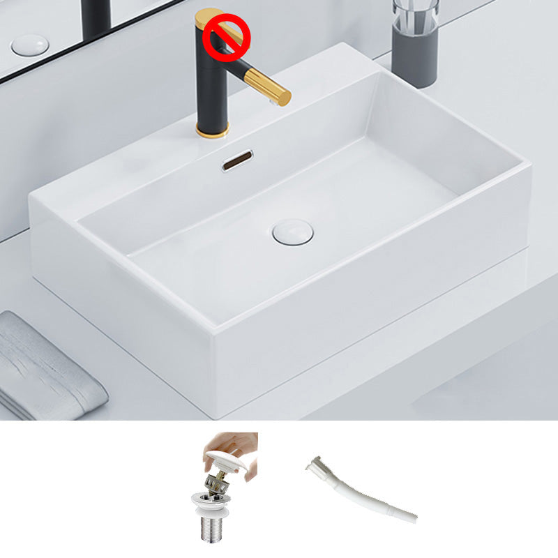 Rectangular Bathroom Sink Ceramic Modern Vessel Bathroom Sink with Faucet