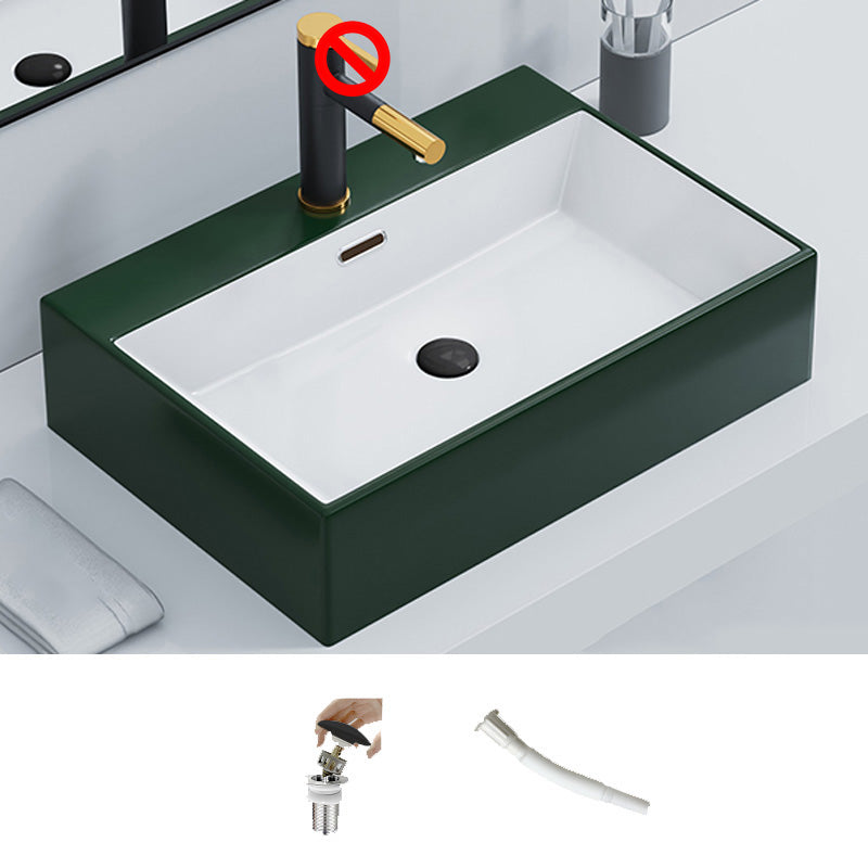 Rectangular Bathroom Sink Ceramic Modern Vessel Bathroom Sink with Faucet