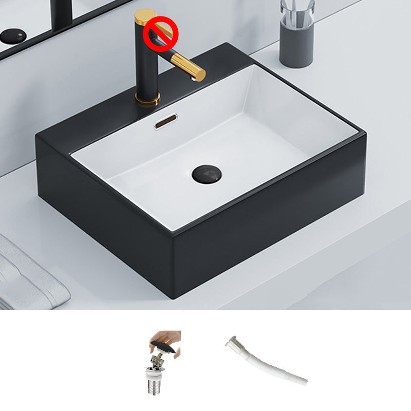 Rectangular Bathroom Sink Ceramic Modern Vessel Bathroom Sink with Faucet