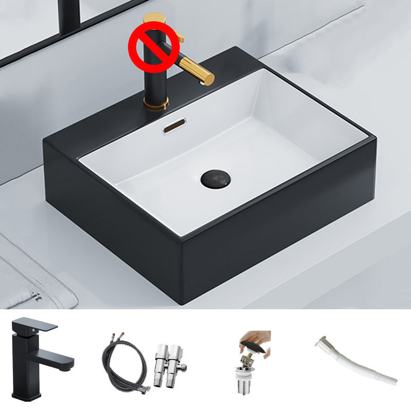 Rectangular Bathroom Sink Ceramic Modern Vessel Bathroom Sink with Faucet