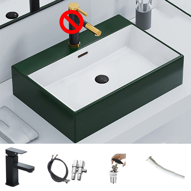 Rectangular Bathroom Sink Ceramic Modern Vessel Bathroom Sink with Faucet
