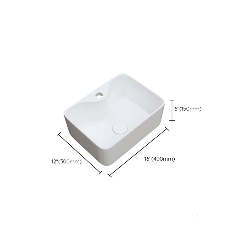 Fade Resistant Bath Sink White Rectangular Ceramic Faucet Vessel Bathroom Sink