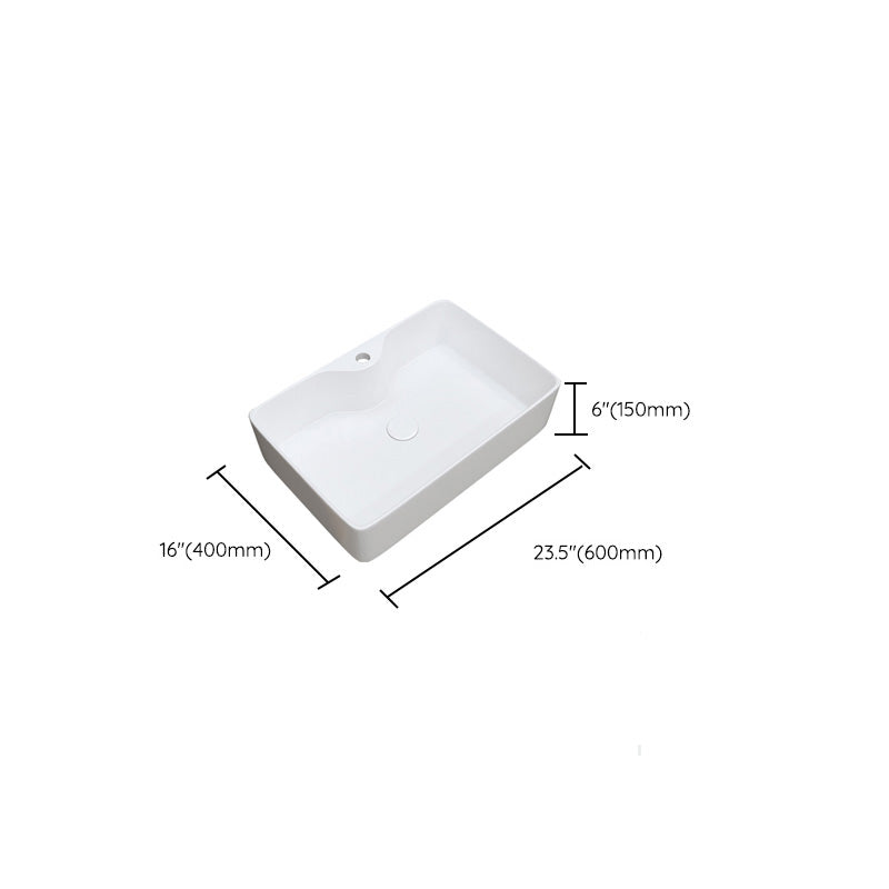 Fade Resistant Bath Sink White Rectangular Ceramic Faucet Vessel Bathroom Sink