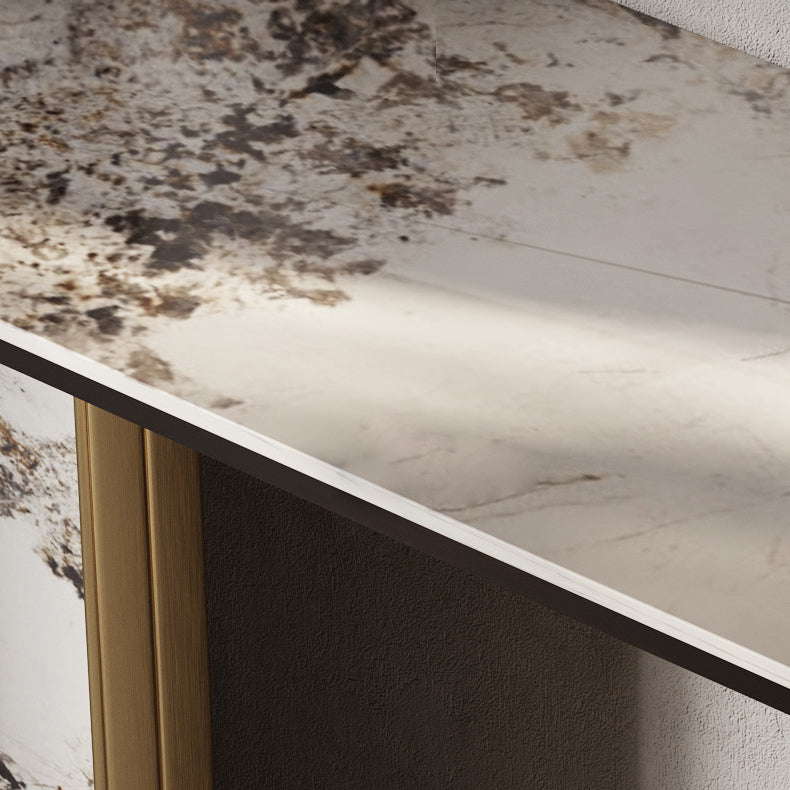 Glam Golden Console Accent Table Stone Console Sofa Table for Hall