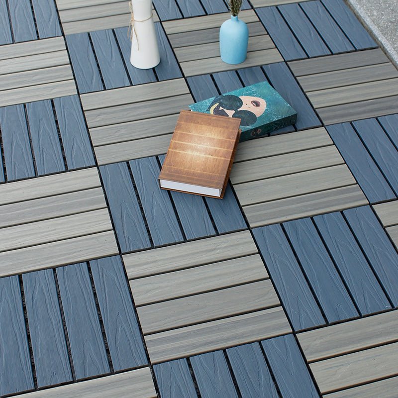 Composite Decking Tiles Interlocking Striped Pattern Patio Flooring Tiles