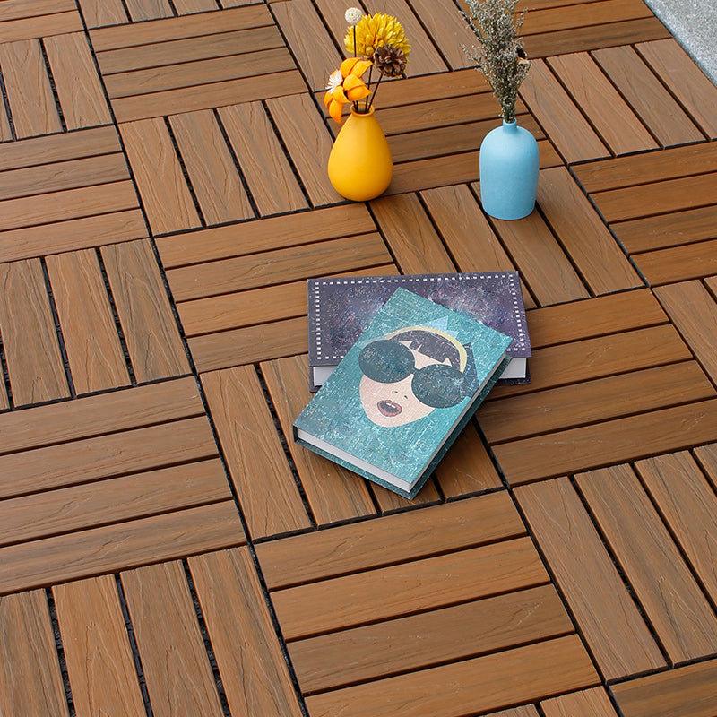 Composite Decking Tiles Interlocking Striped Pattern Patio Flooring Tiles