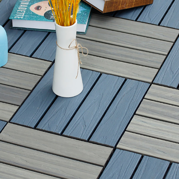 Composite Decking Tiles Interlocking Striped Pattern Patio Flooring Tiles