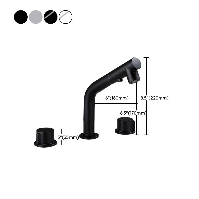 Pull-out Widespread Sink Faucet 2-Handle Vessel Sink Faucet with Angle Valve and Drain