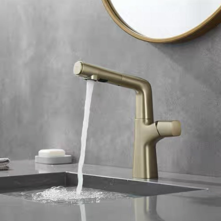 Modern Vessel Sink Bathroom Faucet Swivel Spout with Pull Out Sprayer