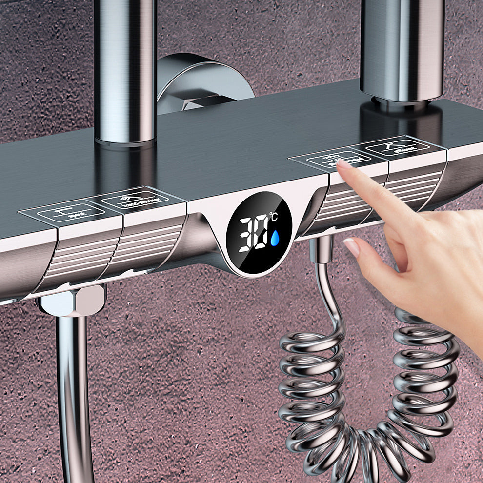 Brass Wall Mounted Shower Combo Adjustable Spray Pattern Shower System