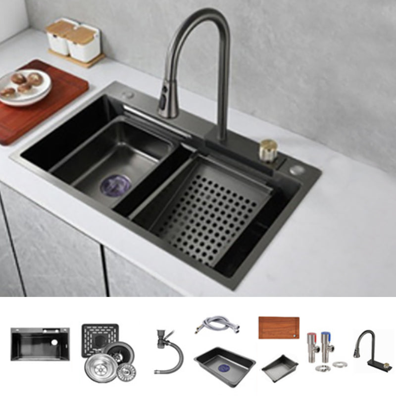 Modern Kitchen Sink Stainless Steel Noise-cancelling Drop-In Kitchen Sink with Faucet