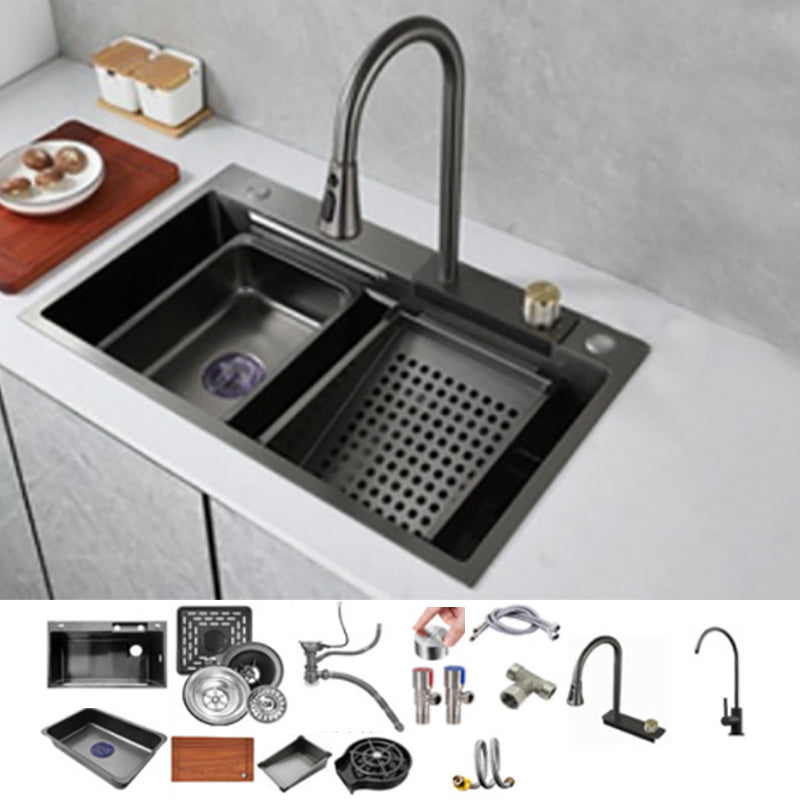 Modern Kitchen Sink Stainless Steel Noise-cancelling Drop-In Kitchen Sink with Faucet
