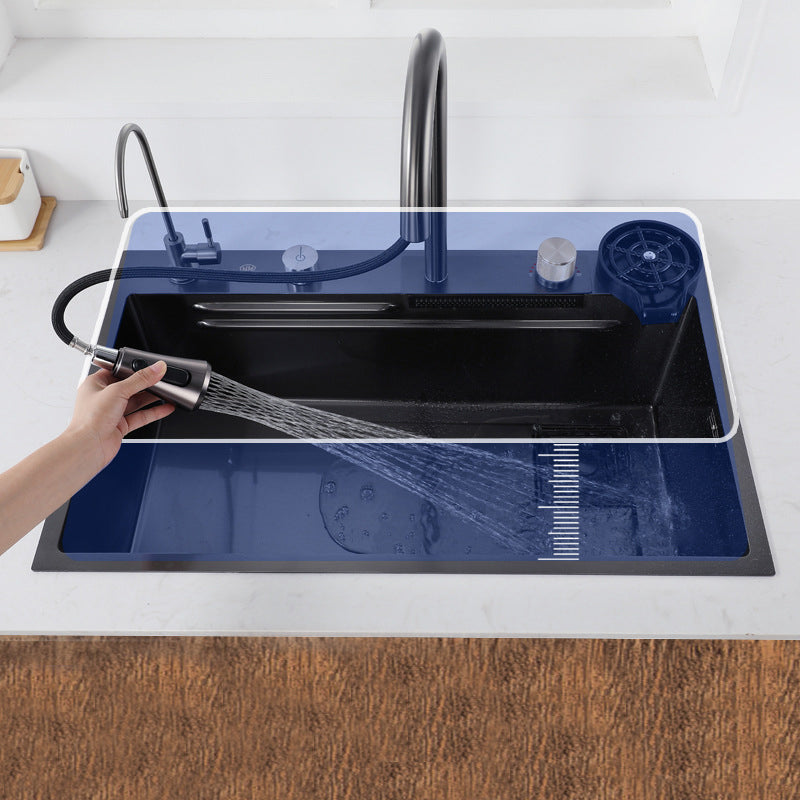 Modern Kitchen Sink Stainless Steel Noise-cancelling Drop-In Kitchen Sink with Faucet