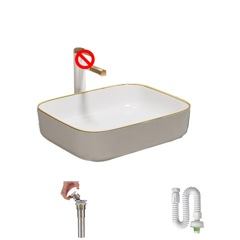Rectangular Trough Sink Modern Simple Porcelain Trough Bathroom Sink