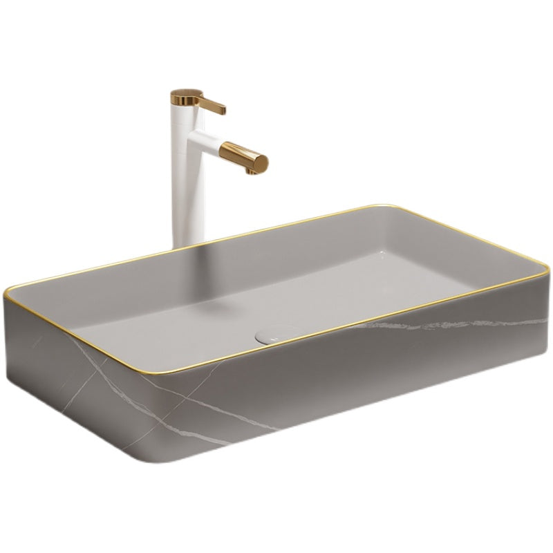 Rectangular Trough Sink Modern Simple Porcelain Trough Bathroom Sink