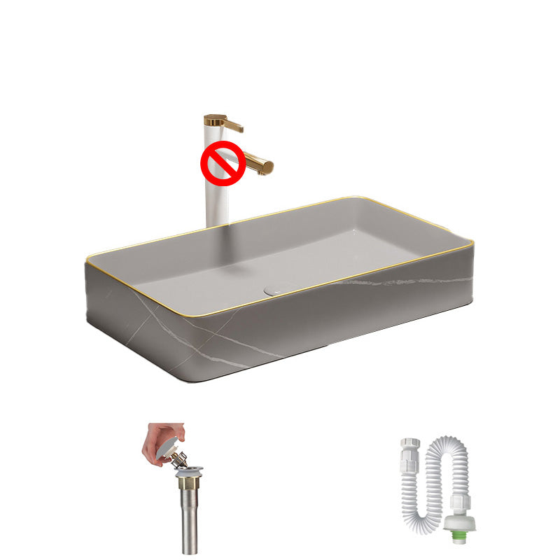 Rectangular Trough Sink Modern Simple Porcelain Trough Bathroom Sink