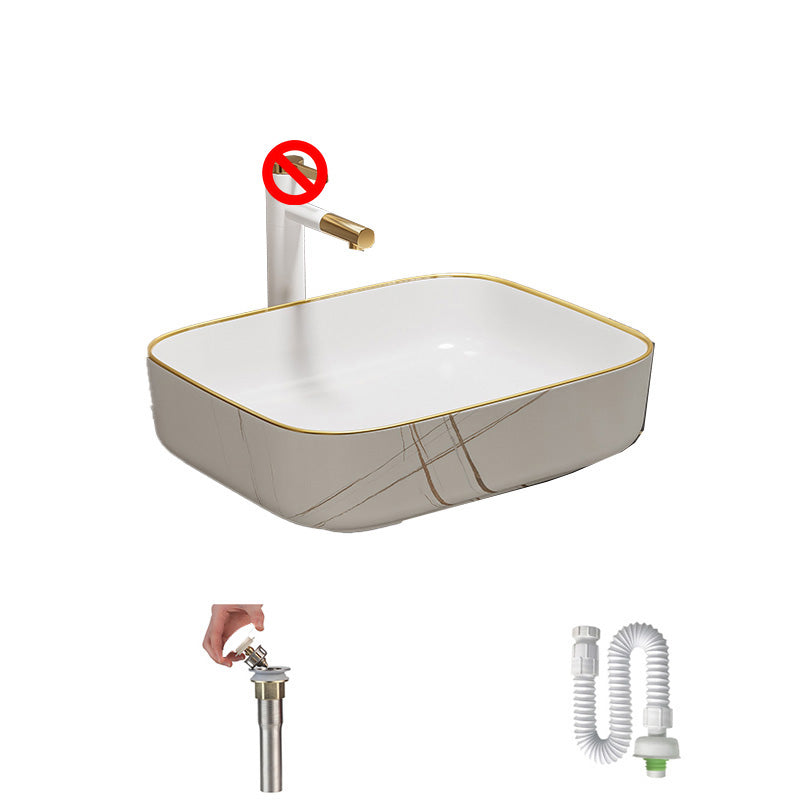 Rectangular Trough Sink Modern Simple Porcelain Trough Bathroom Sink