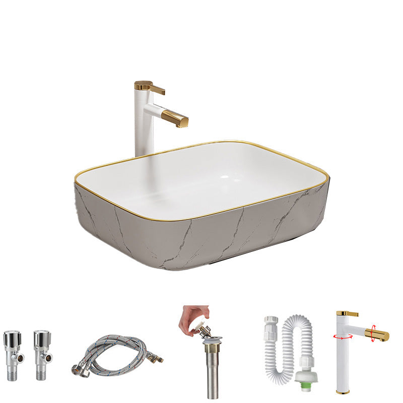 Rectangular Trough Sink Modern Simple Porcelain Trough Bathroom Sink