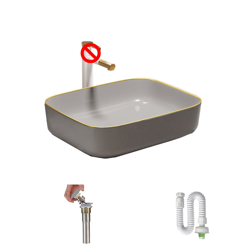 Rectangular Trough Sink Modern Simple Porcelain Trough Bathroom Sink