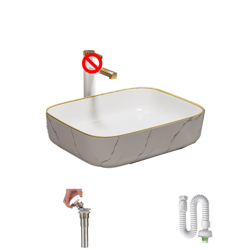 Rectangular Trough Sink Modern Simple Porcelain Trough Bathroom Sink