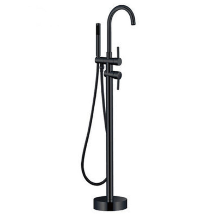 Contemporary Floor Mounted Metal Double Handle High Arc Floor Mount