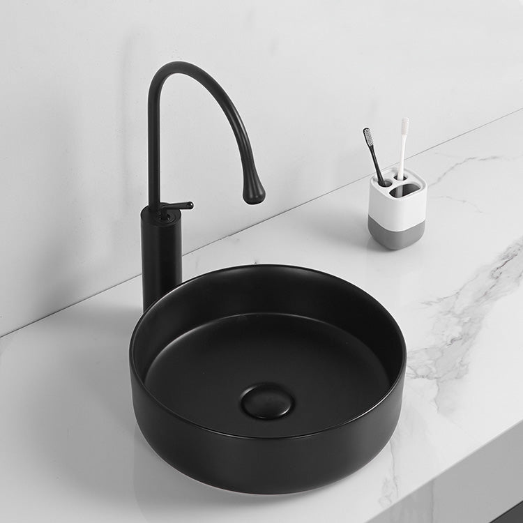 Modern Round Wash Stand Ceramic Table Installation Bathroom Sink