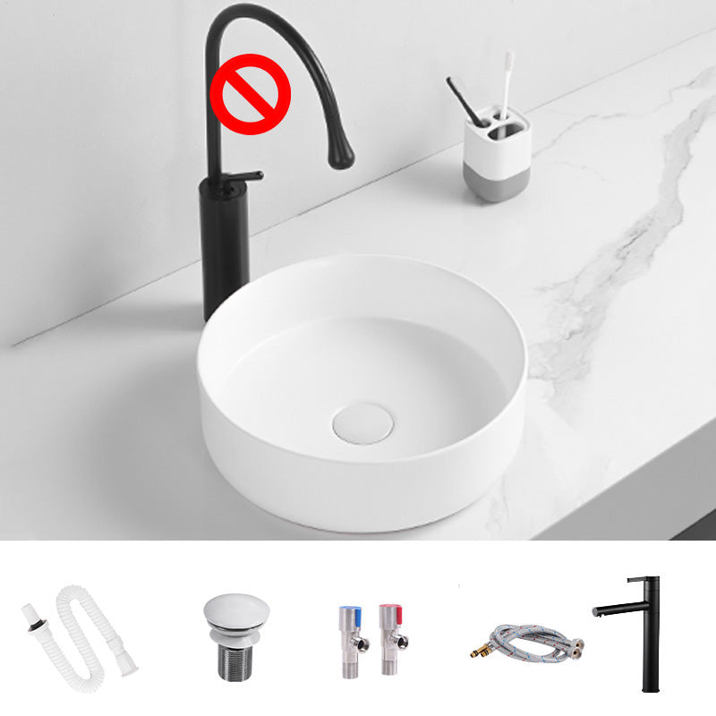 Modern Round Wash Stand Ceramic Table Installation Bathroom Sink