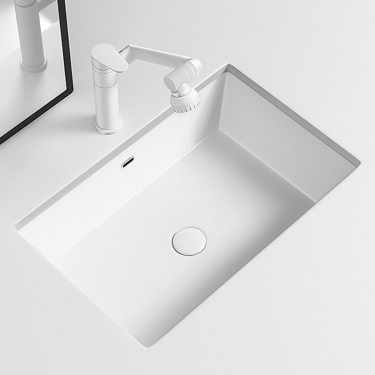 Modern Undermount Vanity Sink Porcelain with Faucet and Overflow Basin Sink
