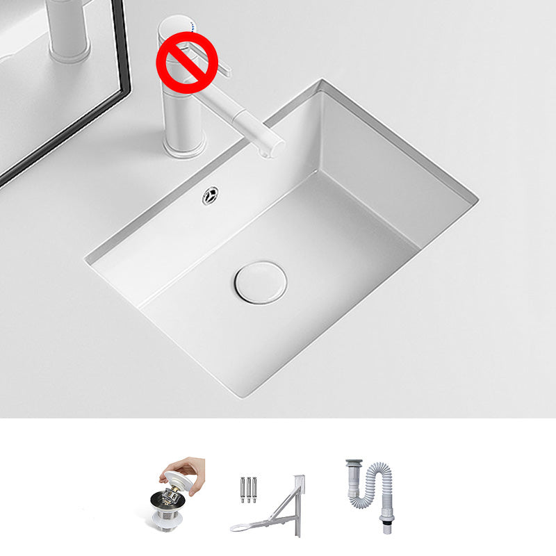 Modern Undermount Vanity Sink Porcelain with Faucet and Overflow Basin Sink