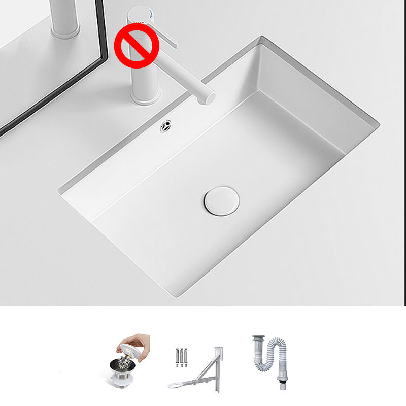 Modern Undermount Vanity Sink Porcelain with Faucet and Overflow Basin Sink