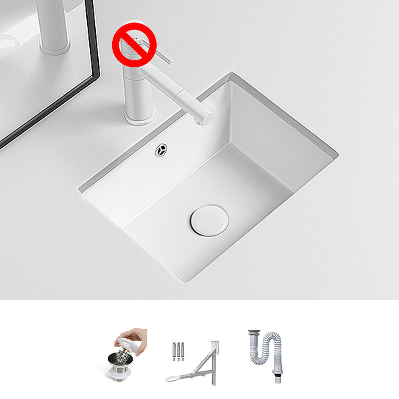 Modern Undermount Vanity Sink Porcelain with Faucet and Overflow Basin Sink