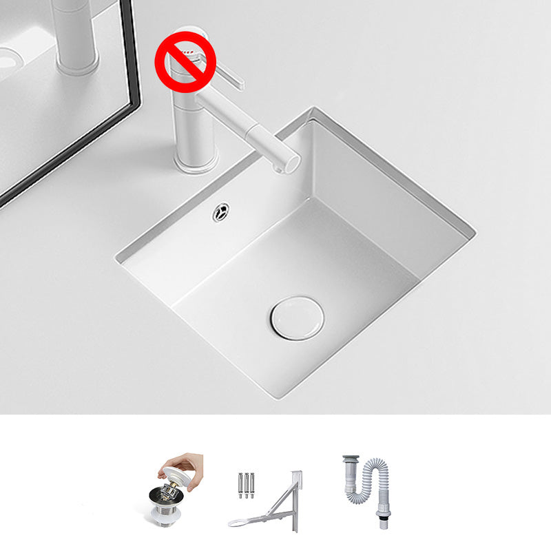 Modern Undermount Vanity Sink Porcelain with Faucet and Overflow Basin Sink