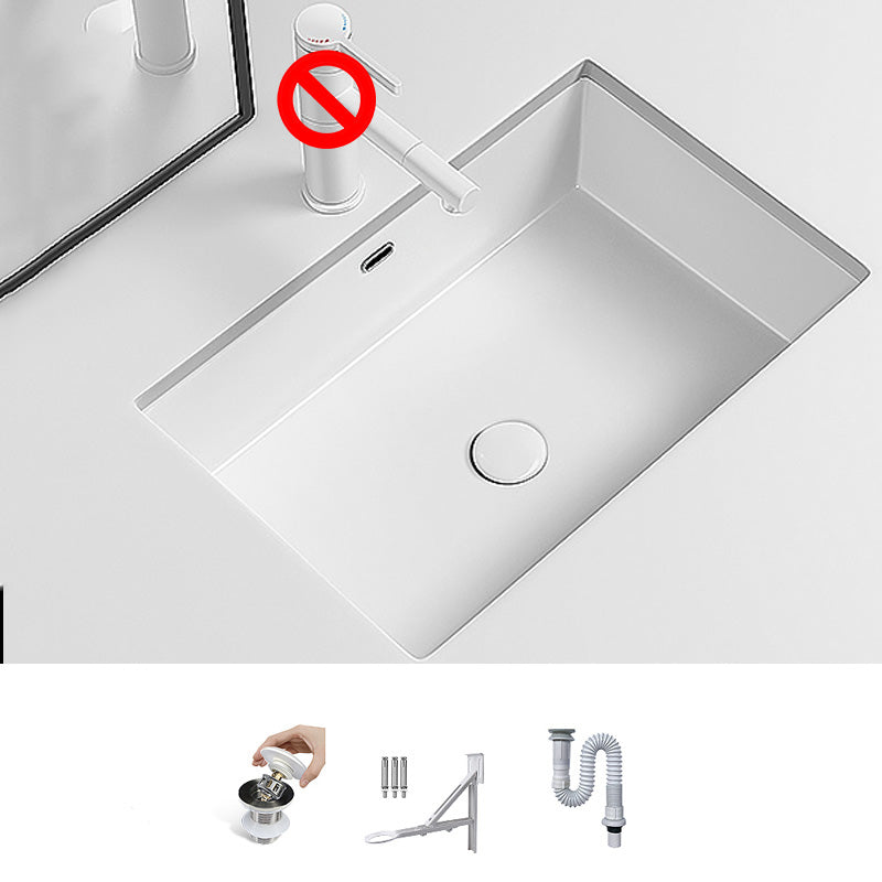 Modern Undermount Vanity Sink Porcelain with Faucet and Overflow Basin Sink