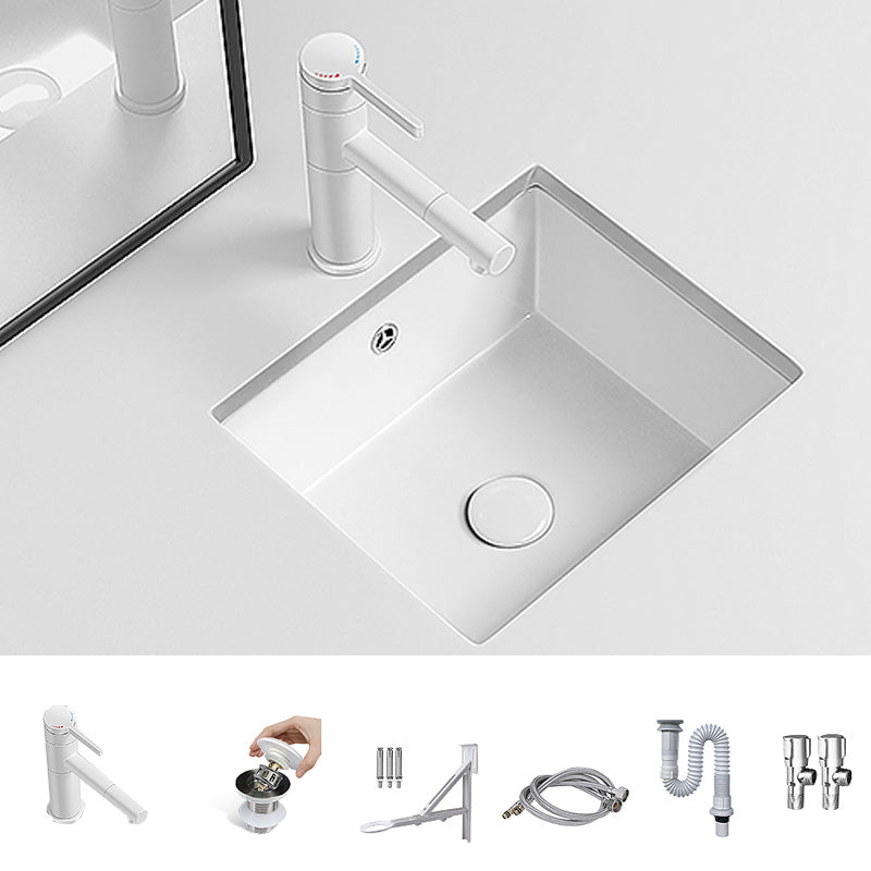 Modern Undermount Vanity Sink Porcelain with Faucet and Overflow Basin Sink