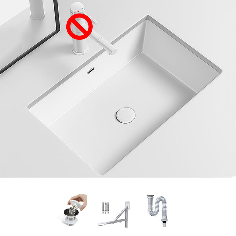 Modern Undermount Vanity Sink Porcelain with Faucet and Overflow Basin Sink