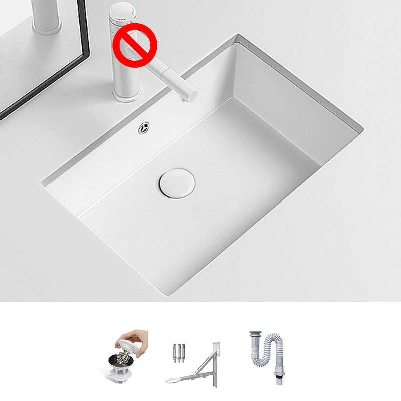 Modern Undermount Vanity Sink Porcelain with Faucet and Overflow Basin Sink