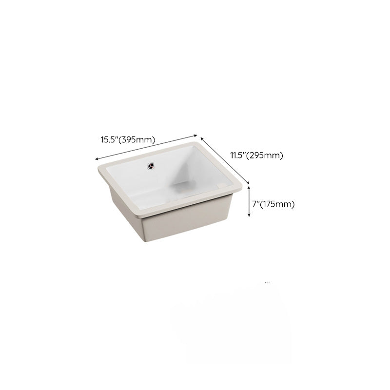 Modern Undermount Vanity Sink Porcelain with Faucet and Overflow Basin Sink